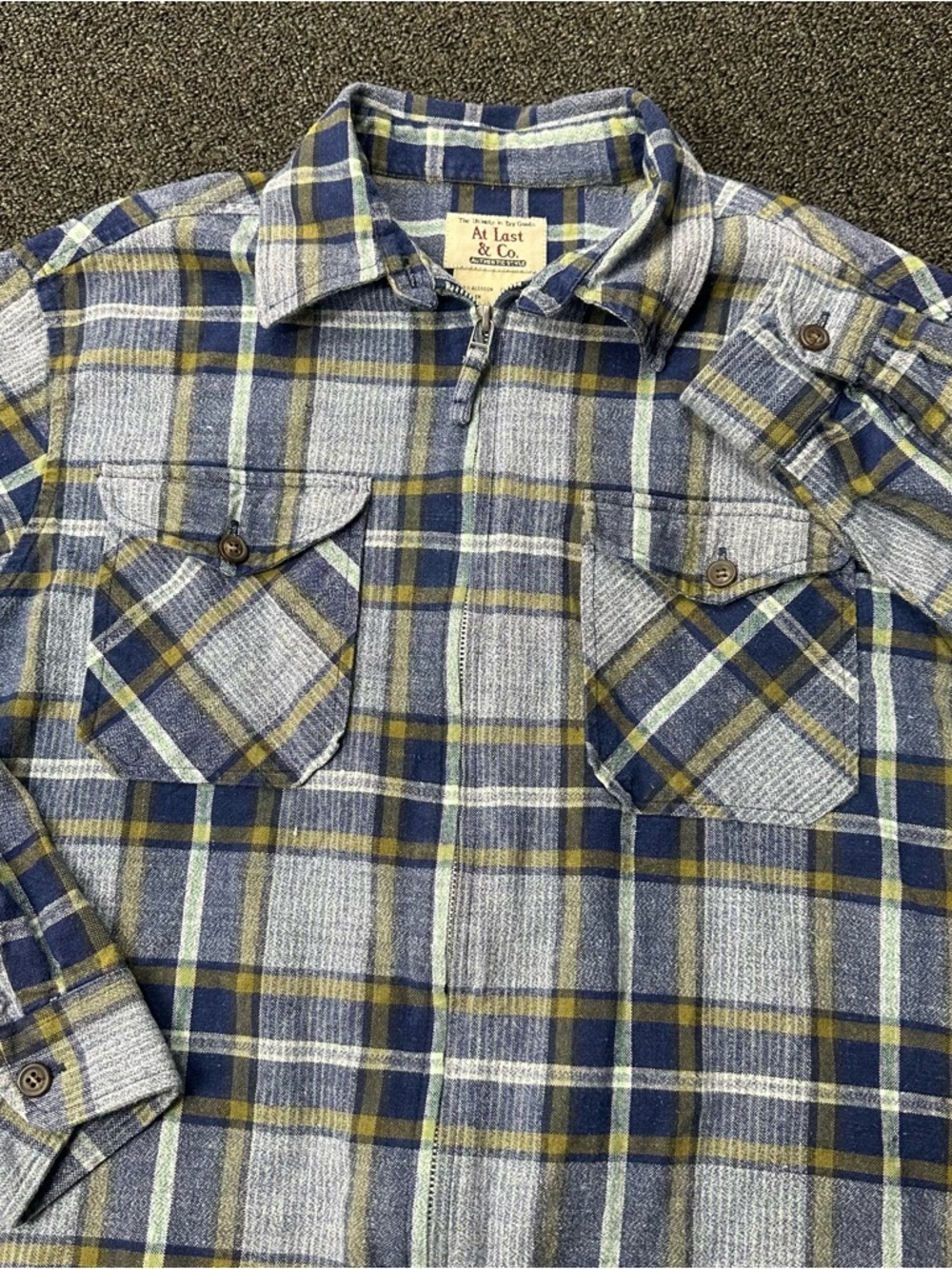 At Last & Co Plaid Full Zip Flannel Work Shirt Jacket Mens M